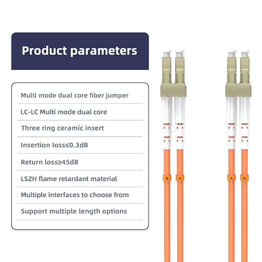Om1 LC to LC Fiber Patch Cable, 60M/196FT Multimode Duplex 62.5/125µm Fiber - Image 3