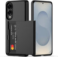Nvollnoe for Samsung Galaxy S25 Edge Case with Card Holder Dual Layer Heavy Duty Protective Case Hidden Card Slot Slim Wallet Cover for Samsung S25 Edge 6.7''(Black)