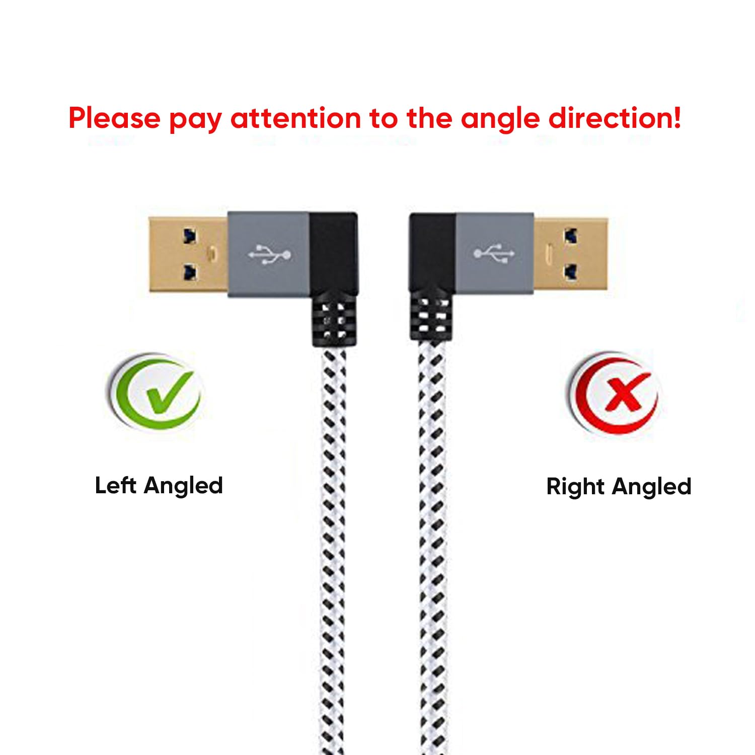 CableCreation USB 3.0 Extension Cable 1FT, [2-Pack] Left Angle USB 3.0 Male to Female Extender Cord, 90 Degree USB 3.0 for VR, PlayStation, Xbox, Keyboard, Space Gray, 0.3M
