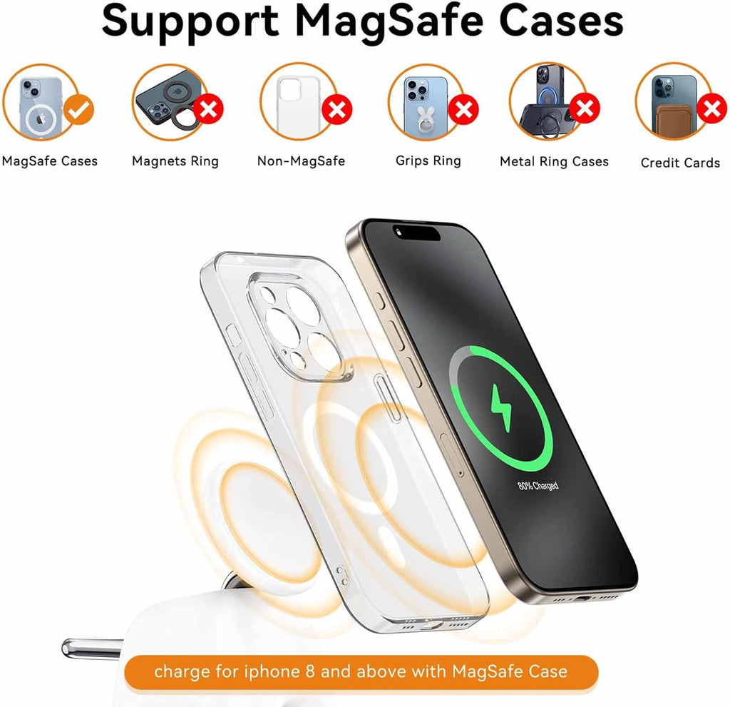 2025 Magnetic Wireless Charging Station, 15W Mag-Safe Charger Stand for iPhone 16 15 14 13 12 Pro Max, 5W for Apple Watch&Airpods, 2-in-1 Foldable Charger for Home/Office/Travel(with 30W Adapter)