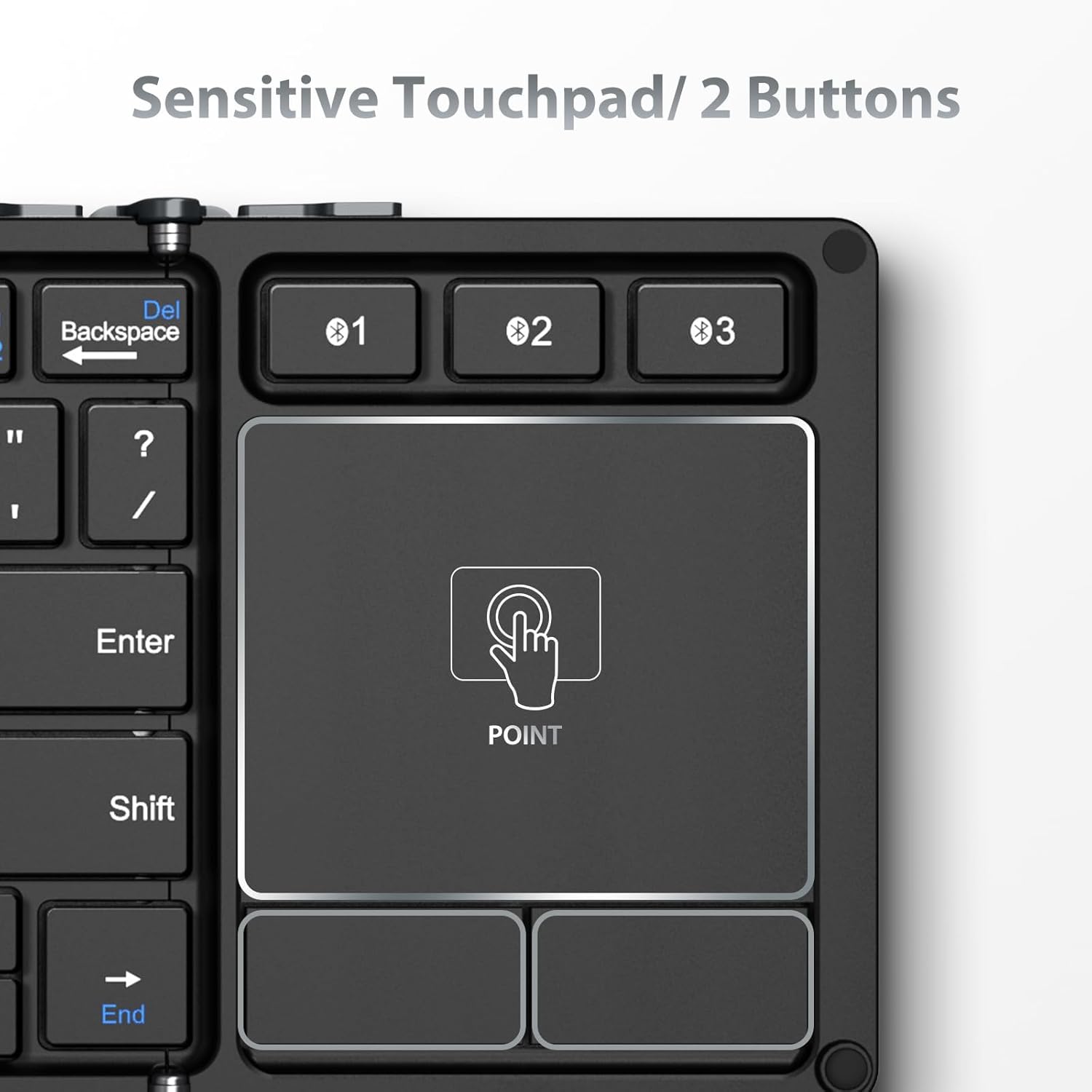iClever Foldable Keyboard, BK08 Bluetooth Keyboard with Sensitive Touchpad (Sync Up to 3 Devices), Tri-Folding Pocket-Sized for Windows Mac Android iOS