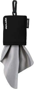 SPUDZ Classic Microfiber Lens Cleaner – Clip-On Pouch, Washable – for Binoculars, Scopes, Glasses, Screens | Black, 10 x 10 Inch