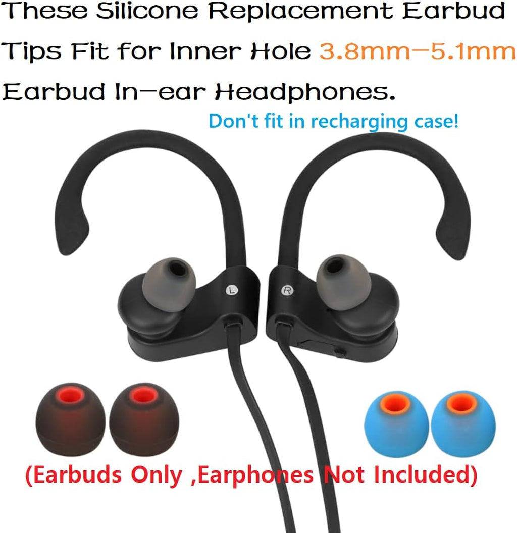 Earbuds Replacement Tips Silicone Earbud Tips Ear Bud Replacement Pieces Ear Gels Fit for Inner Hole from 3.8mm - 5.1mm Earphones 9 Pairs S/M/L