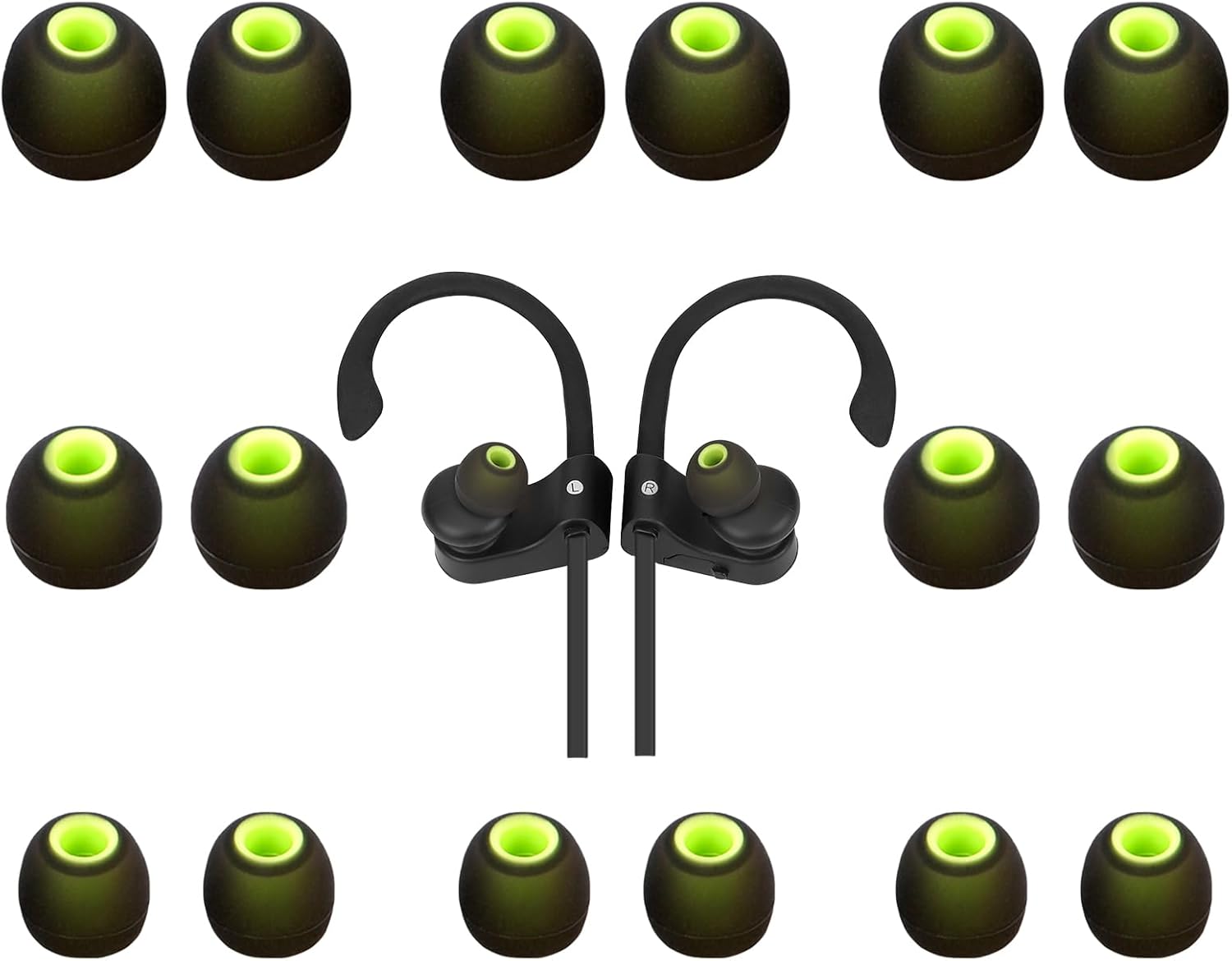 Earbud Tips Ear Bud Tips Soft Anti Slip Washable and Reusable Silicone Replacement Earbud Tips Fit Most in-Ear Earbuds(Inner Hole 3.8mm -5.1mm) 18pcs S M L