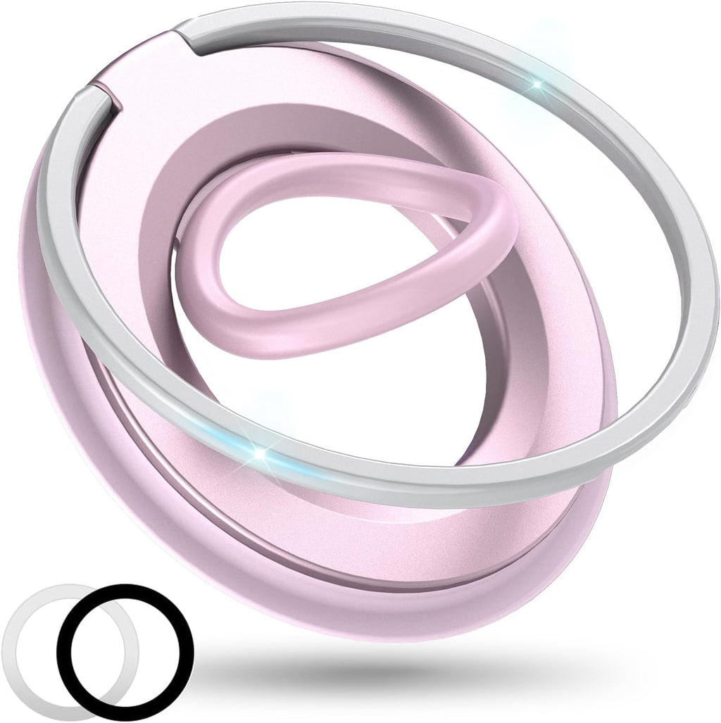 [2025 Upgrade] Magnetic Phone Grip for MagSafe Ring Holder, Two-Sided Magnets Phone Ring Grip Finger Kickstand Compatible with iPhone 16 Pro/Max 15 14 13 12 11 Plus & Android Phone (pink1)