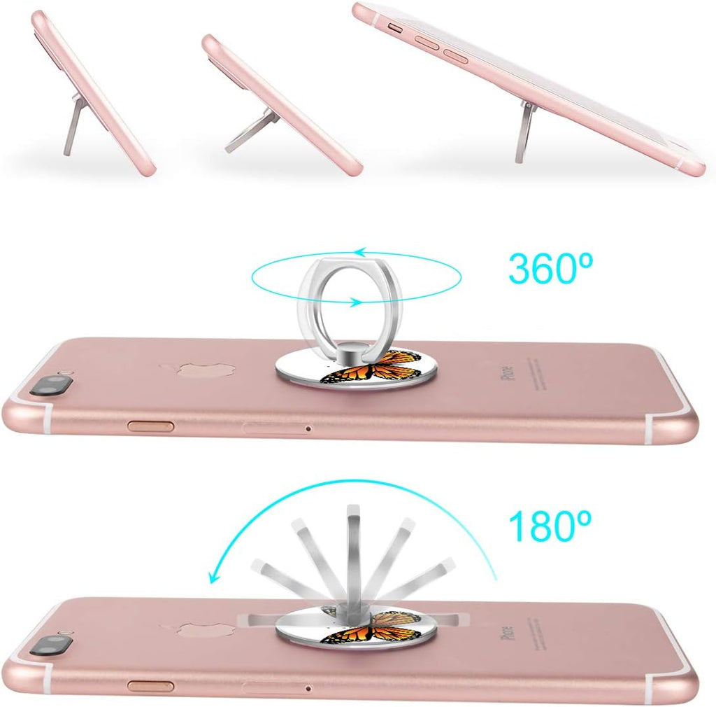 Bonoma Finger Ring Stand, 3 Pack Butterfly 360 Degree Rotation Phone Ring Stand Grip Holder Compatible with Smartphones and Tablets