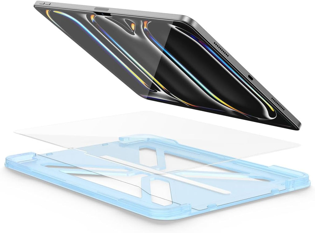 FLOLAB ONETIME NanoArmour Screen Protector for iPad Pro 11 Inch M4 2024 Tempered Glass, TruColor, Blue Light Blocker, No Blue Tint, Original Display Color, Ultra Clear, Easy Install, Durable