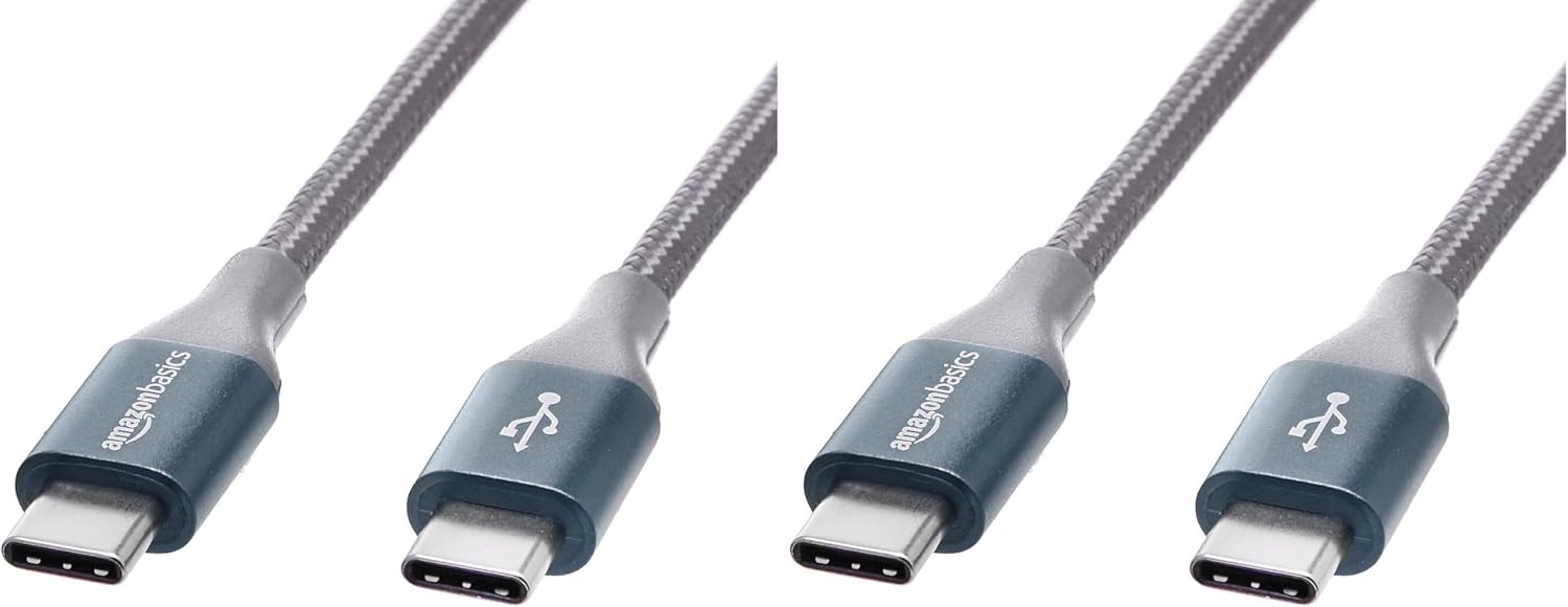 Amazon Basics USB C to USB C Cable, New Nylon USB C Charger Cable (10 feet, Type C 60W(3A) for iPhone 15/15 Pro/15 Plus/15 Pro Max, iPad mini 6/ Pro 2021, MacBook Pro 2020, Samsung Galaxy S23,Switch