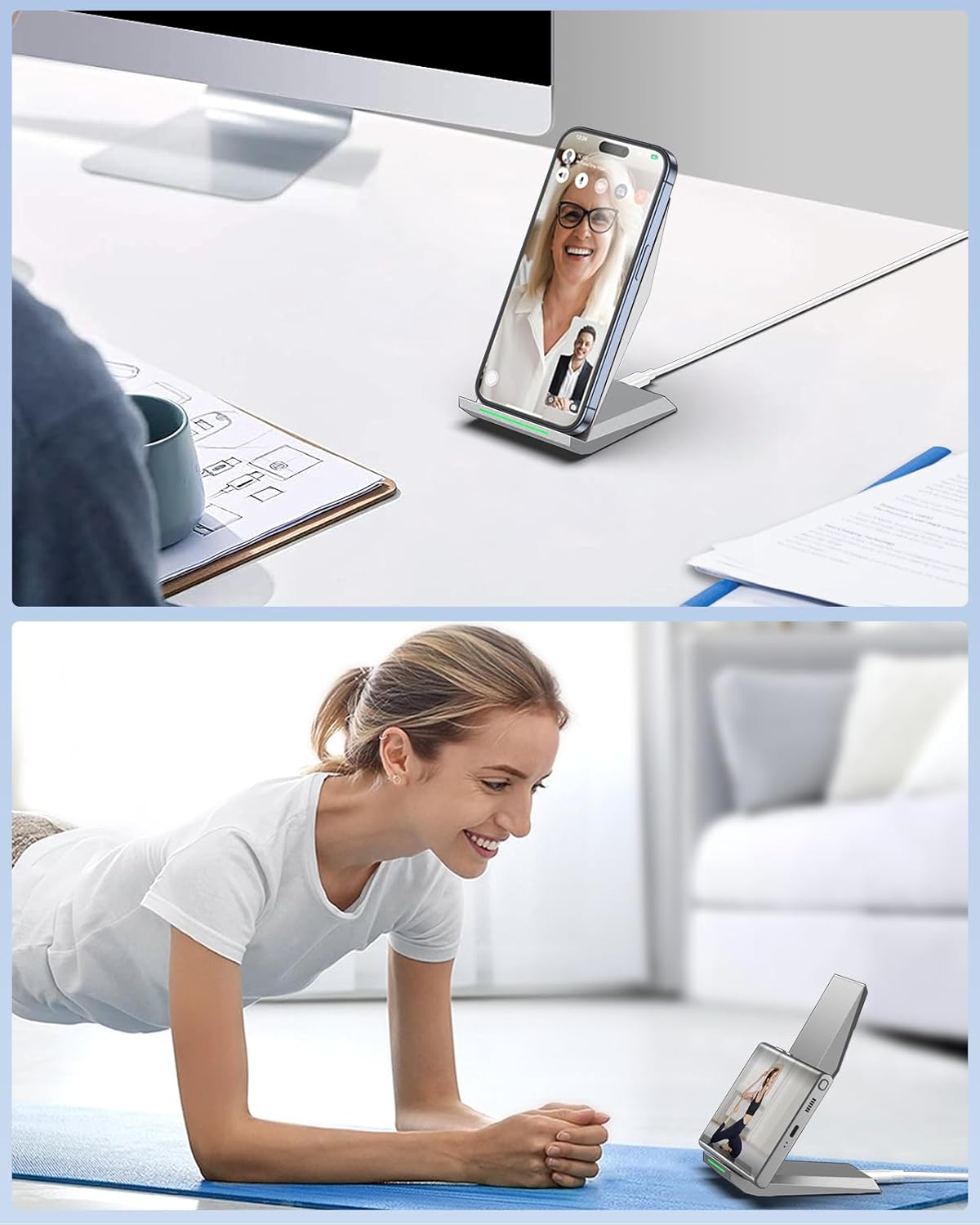 Fast Wireless Charger, NANAMI Qi Certified Wireless Charging Stand Compatible iPhone 16/16 Plus/16 Pro/16 Pro Max/15/14/13/12, Samsung Galaxy S25/S24/S23/S22/S21/S20/Note 20 Ultra and Qi-Enabled Phone