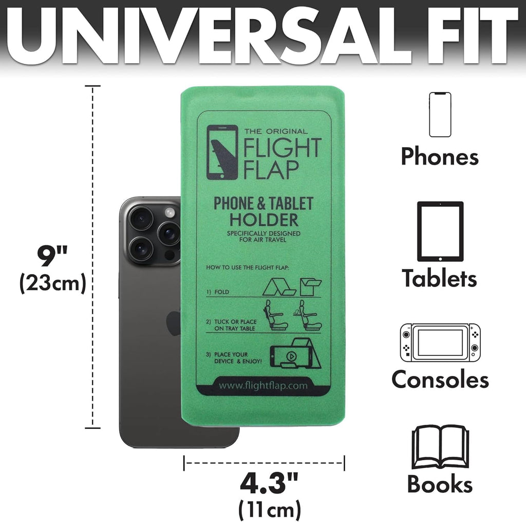 Airplane Phone Holder, Flexible Cell Phone Holder, Folding Cellphone Stand for Desk, Bed, Office, Treadmill - Airplane Accessories Long Flight Travel - Plane Essentials (Original Green)