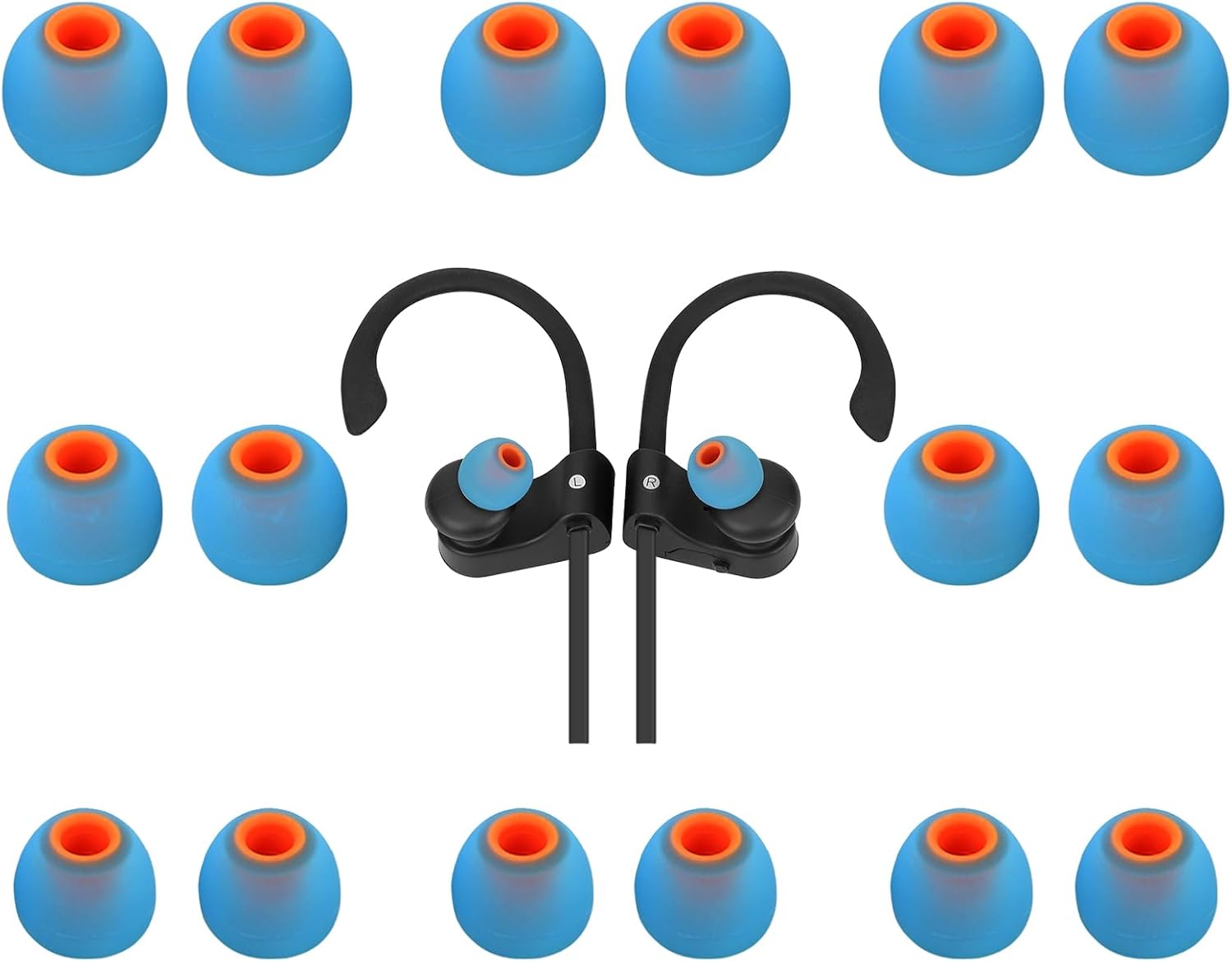 Earbud Tips Ear Bud Tips Soft Anti Slip Washable and Reusable Silicone Replacement Earbud Tips Fit Most in-Ear Earbuds(Inner Hole 3.8mm -5.1mm) 18pcs S M L