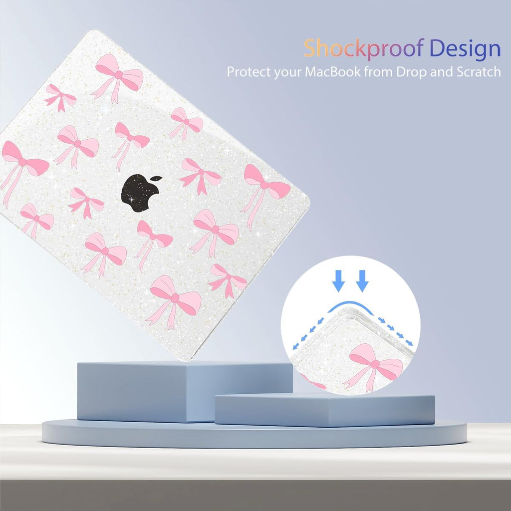 Teryeefi Compatible for MacBook Air 13.6 inch Case 2024-2022 Release Model A3240 A3113 A2681, Protective Plastic Hard Shell Case Cover for MacBook Air M2 M3 M4 13 inch, Pink Ribbon Bows-106