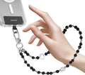 MAGEASY Beaded Phone Charm for Women - Cell Phone Wrist Strap with Teather Tab, Designed for iPhone & Android Phones, Keychain, Camera - Onyx Bloom