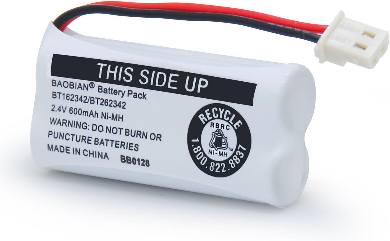 BT162342/BT262342 Cordless Phone Batteries BT183342/BT283342 BT166342/BT266342 CS6114 CS6419 CS6719 EL52300 CL80111 2.4V 600mah Ni-Mh (3 Pack)