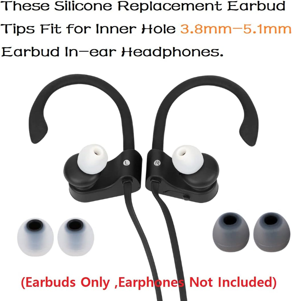 Replacement Earbud Tips Earbud Covers Silicone Tips Ear Gels Fit for Inner Hole from 3.8mm - 5.1mm Earphones 9 Pairs S/M/L