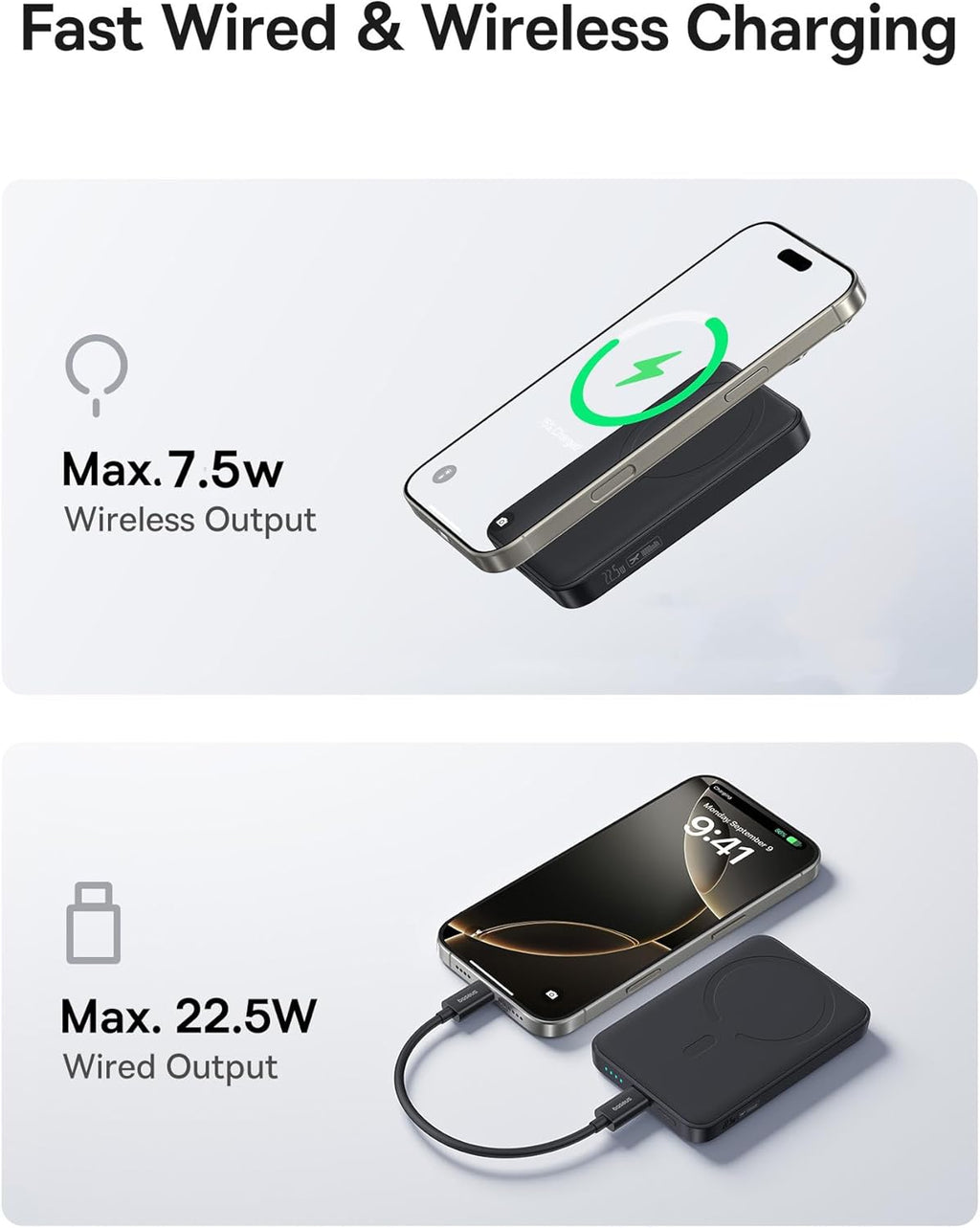 Baseus for MagSafe Portable Charger, 10000mAh Wireless Magnetic Power Bank with USB-C Cable 22.5W PD Charging, Slim Phone Battery Pack Compatible with iPhone 16/15/14/13/12 Pro/Pro Max Series-Black