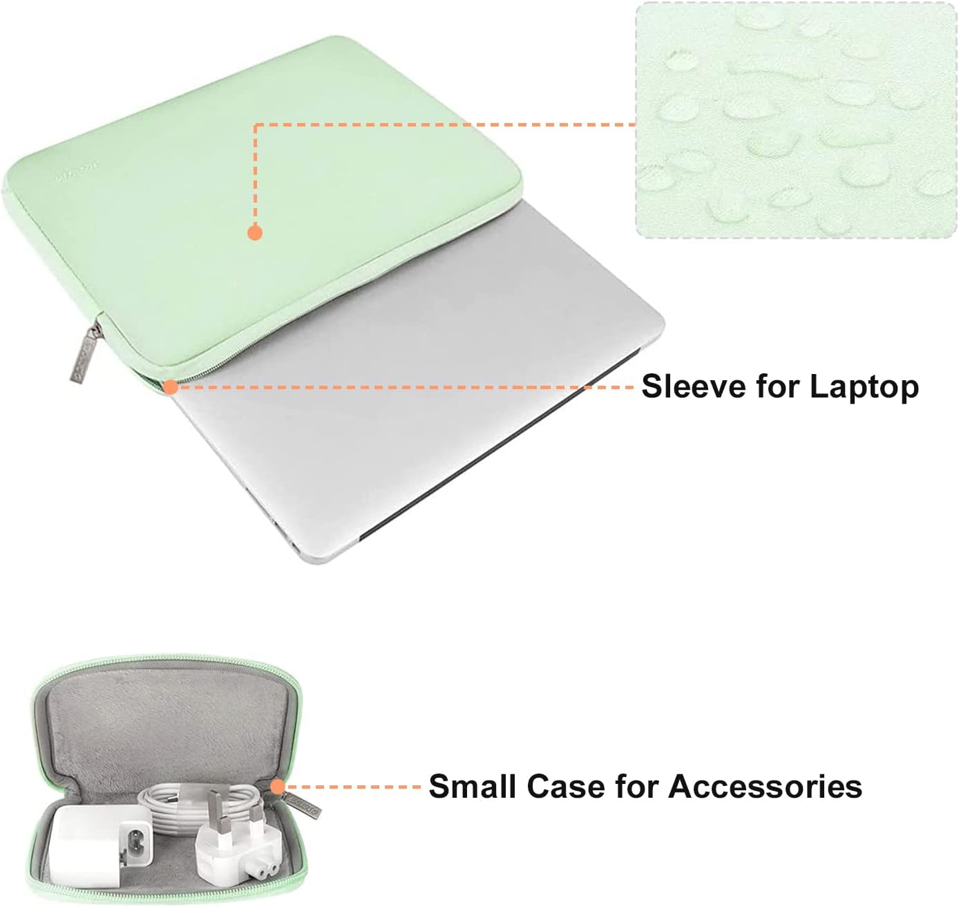 MOSISO Laptop Case 13 inch, 13 inch Laptop Sleeve Bag Compatible with MacBook Air 13 M4 M3 M2 M1 2025-2018 / Pro 13 M2 M1 2025-2016, Neoprene Computer Sleeve Bag with Small Case, Honeydew Green