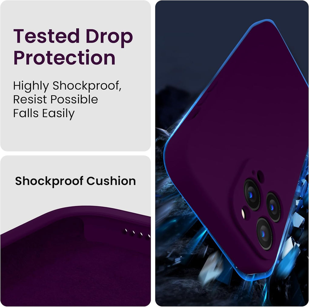 FireNova Designed for iPhone 13 Pro Max Case, Silicone [Camera Protection] Phone Case with [2 Screen Protectors], Soft Anti-Scratch Microfiber Lining Inside, 6.7 inch, Wine Red
