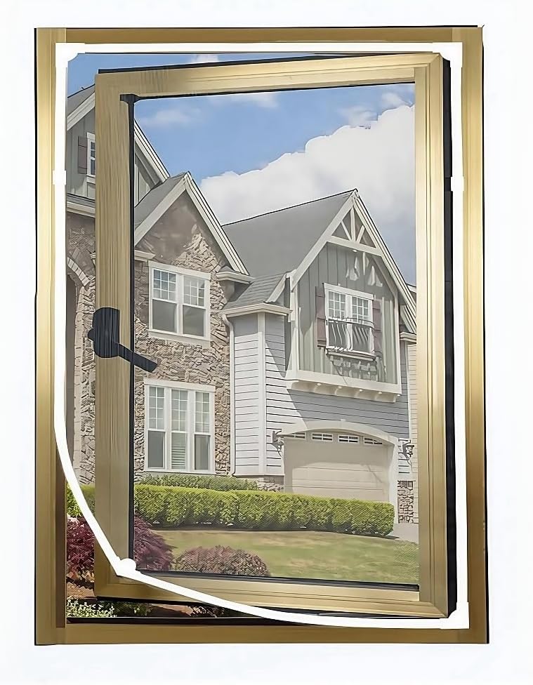 VKX Adjustable DIY Magnetic Window Screen, Fiberglass Mesh, Strong(720GS) Magnetic Strips, White Frames Grey Mesh, Suitable for Various Types of Screen Windows (59"x39")