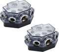 2pc Power Distribution Block Car Audio 1 in 5 Ways Out Car Audio Distributions Block 0 Gauge Input 2/4/8 Gauge Out Ground Cable Splitter Distribution Blocks for Automotive