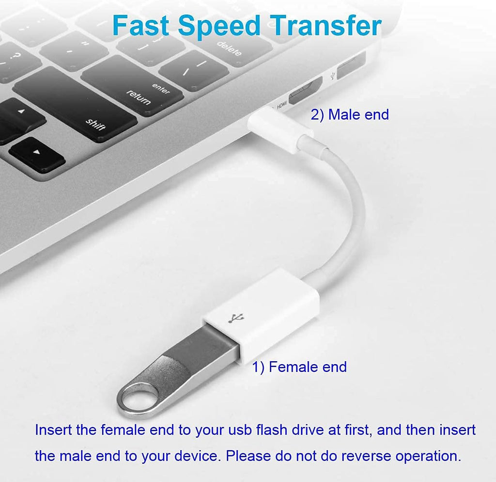 FLEAVER USB C to USB Adapter [2 Pack],Type-C OTG Cable Type C Male to USB A Female Adapter Compatible with Pro/Air 2019 2018 2017,S20 S20+ Ultra Note 10 S9 S8 (White)