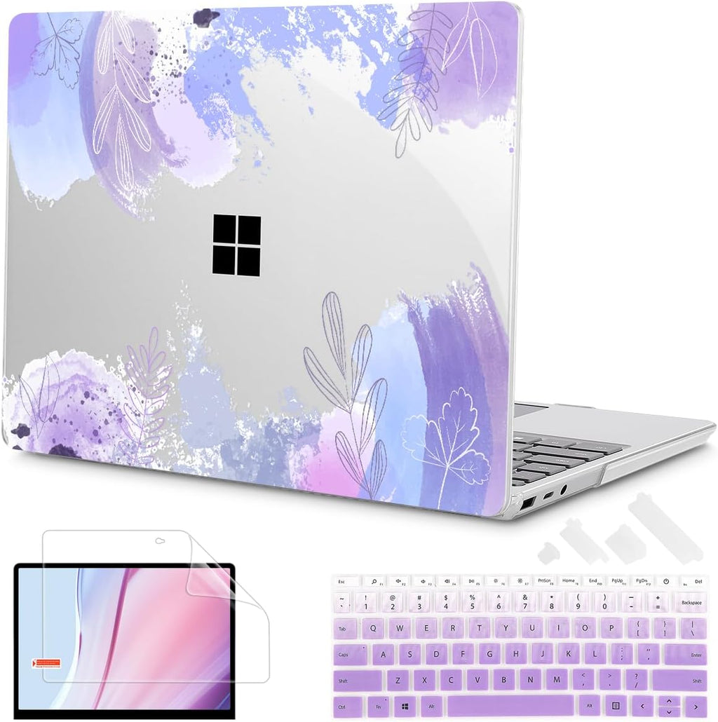 Tuiklol Case for 15 Inch Microsoft Surface Laptop 5/4/3 2022-2020, Model 1979/1953/1872/1873 Hard Shell Cover, Keyboard Cover+Screen Protector+Dust Plugs,Inset Flora