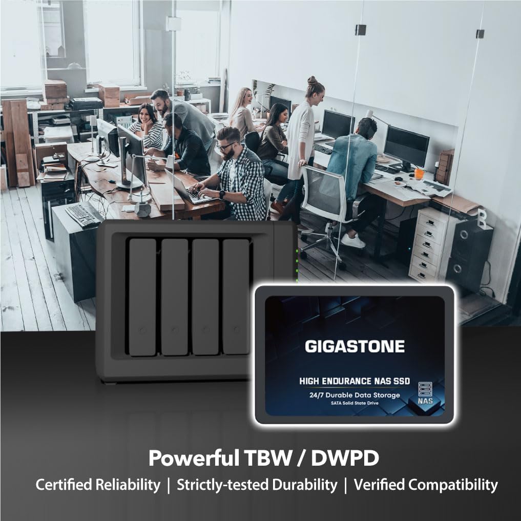 Gigastone 1TB NAS SSD Drive (6-Pack) 24/7 Durable TLC High Endurance RAID Data Storage Network Attached Storage 2.5" SATA Internal Solid State Hard Drives
