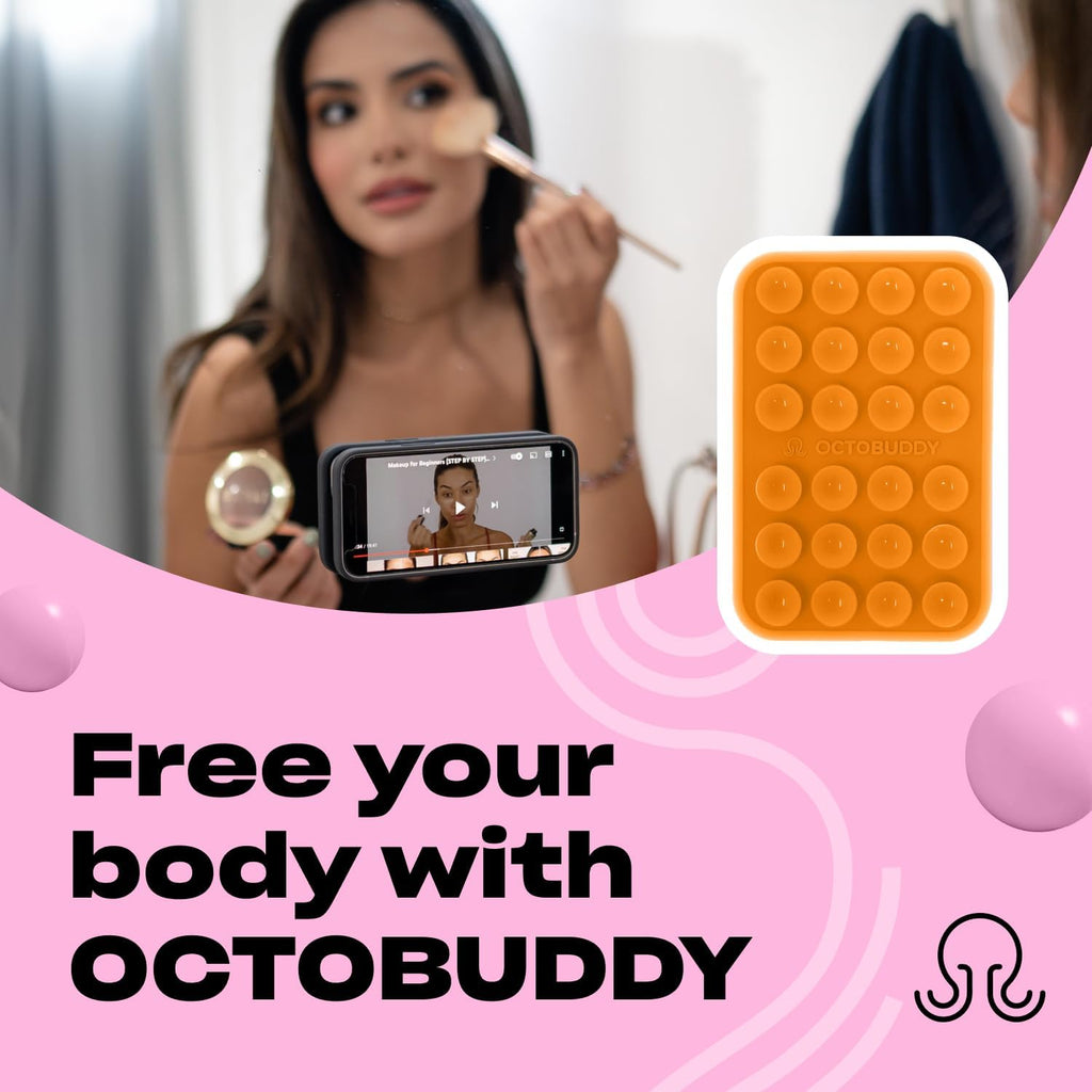 Classic MAX - Silicone Suction Phone Case Adhesive Mount - Hands-Free, Strong Grip Holder for Selfies and Videos - iPhone and Android Compatible - 2.6″ x 3.9″, Marigold