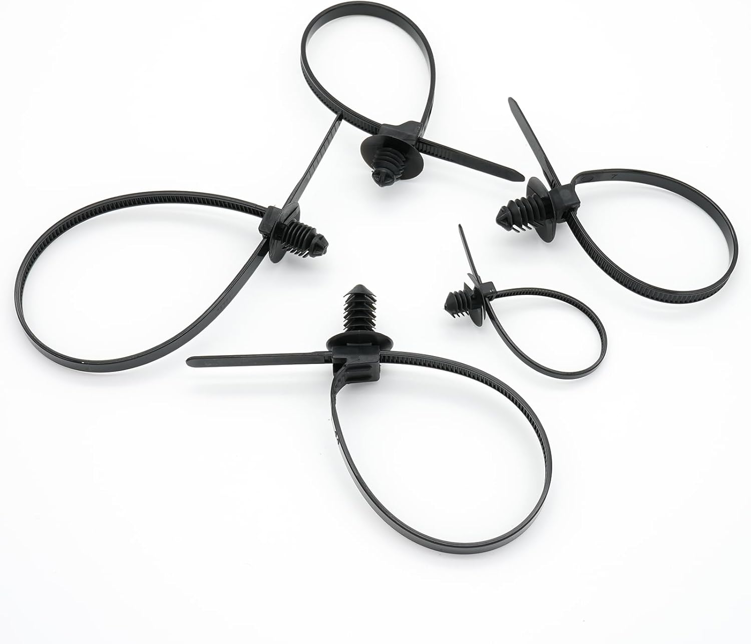 60 Pcs Push Mount Cable Ties Assorted Sizes, Black Nylon Push Mount Zip Ties Wire Harness Clips, 6-Types Snap in Zip Ties Self Locking Automotive Wire Ties for Wire Tying, Automotive