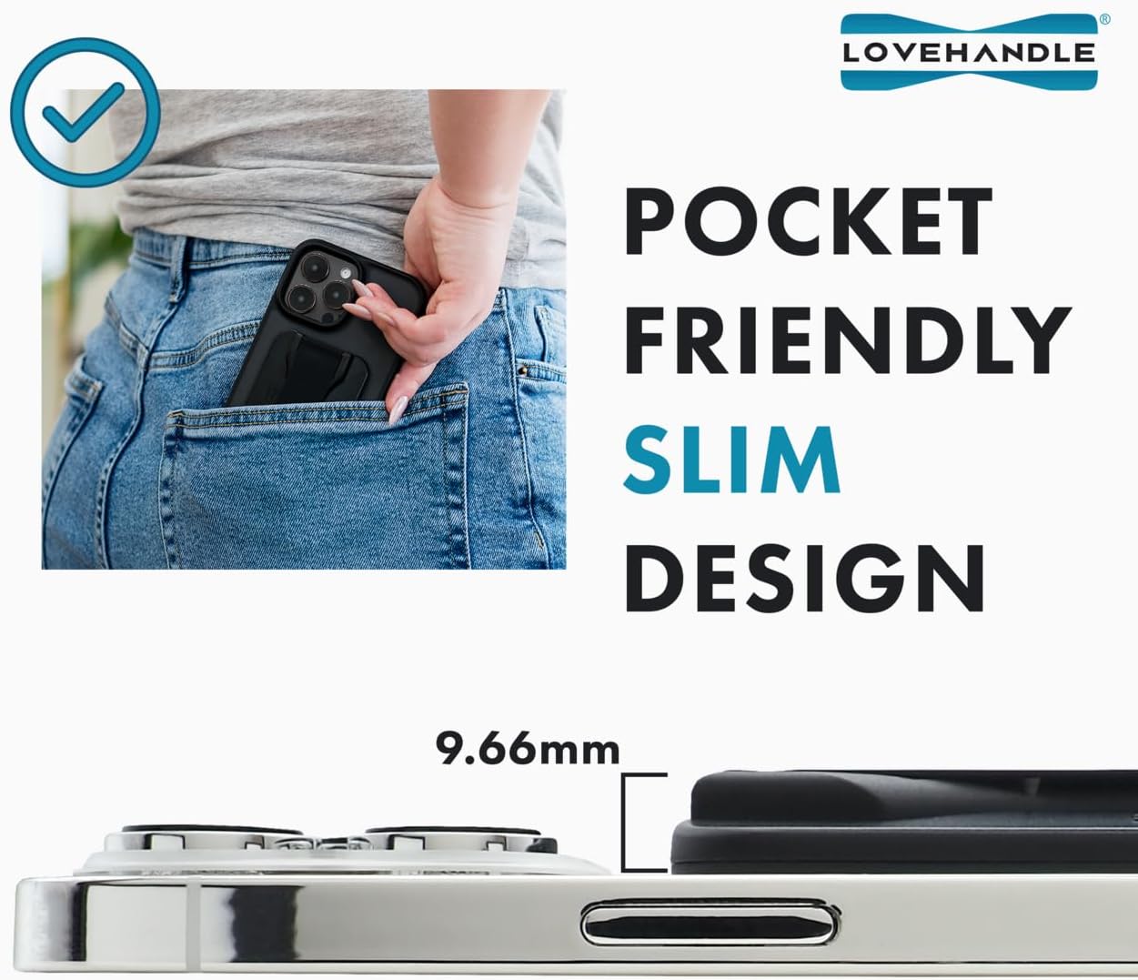 LoveHandle PRO MagSafe Compatible Magnetic Phone Grip w/Kickstand - Mount, Strap and Stand for Smartphone and Tablet - MagSafe Ring Included - Fits All Devices - Love
