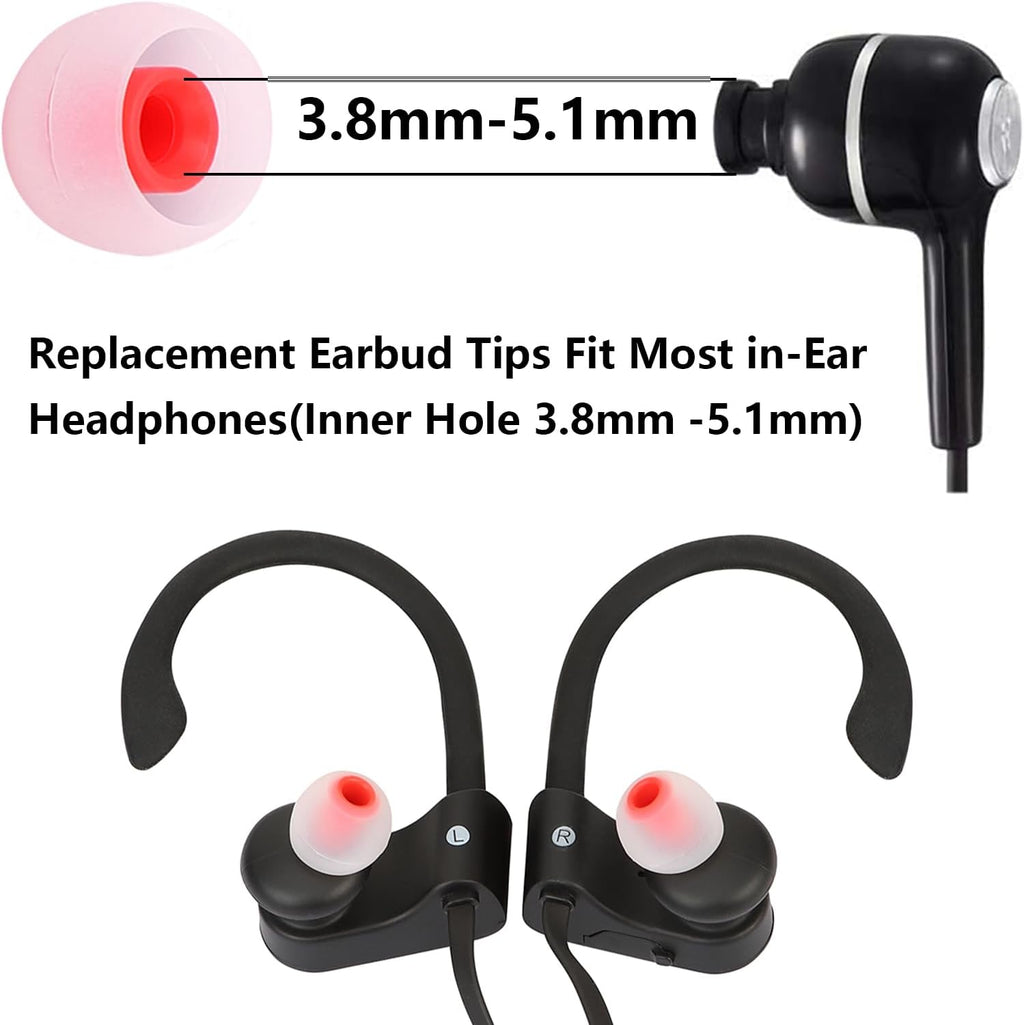 Silicone Replacement Earbud Tips Earbud Covers Ear Tips Fit for in-Ear Headphones (Inner Hole 3.8mm -5.1mm) Earbud Replacement Tips 9 Pairs
