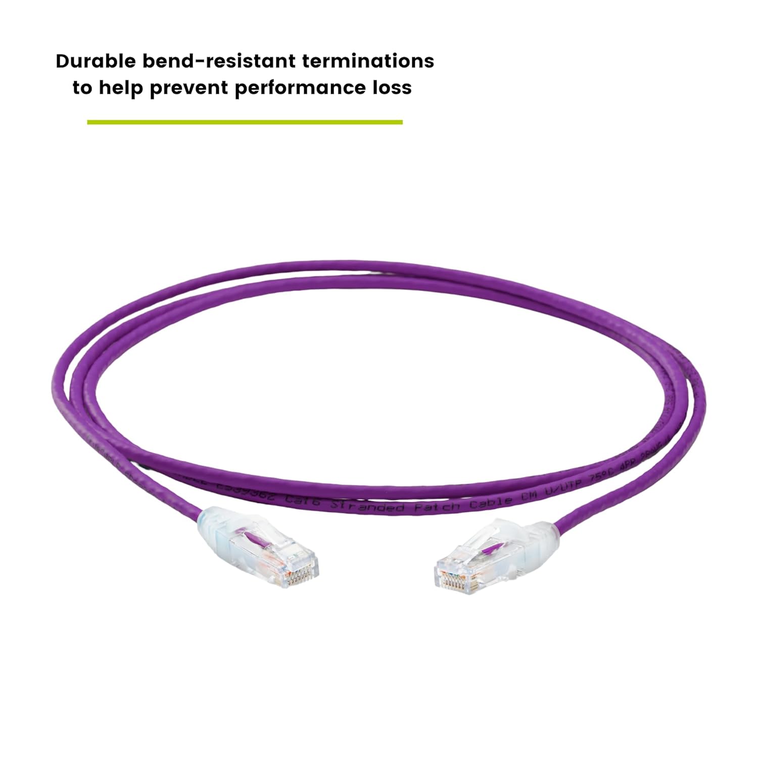 TRUECABLE Cat6 Component Rated Patch Cable, Unshielded (U/UTP), 7ft, Purple, 28AWG Solid Copper, Snagless 10G High-Speed Ethernet Cable, PoE++ 4PPoE 100W, UL Listed, RoHS-3, 1 Pack