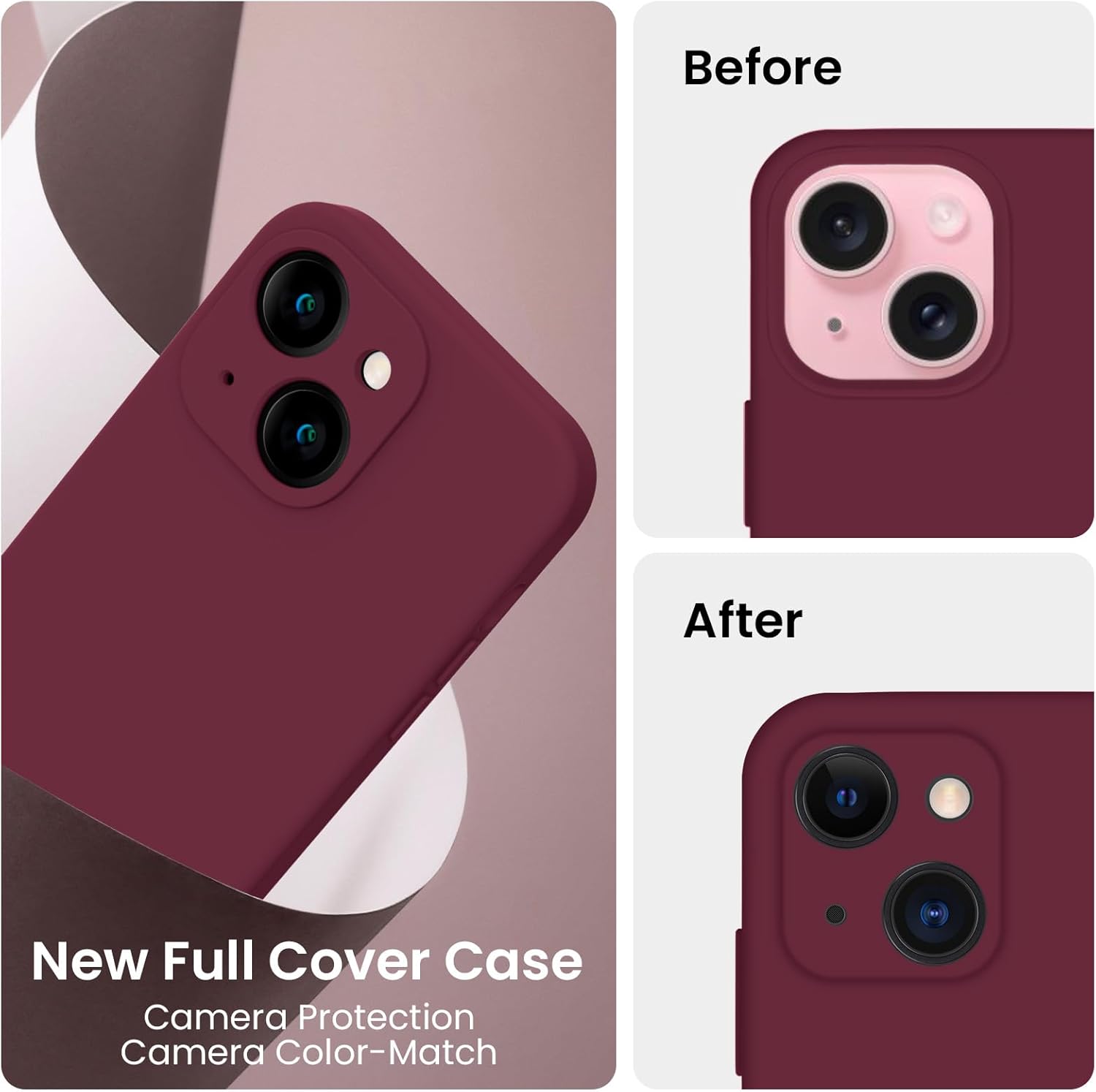 FireNova Designed for iPhone 15 Plus Case, Silicone [Camera Protection] Case with [2 Screen Protectors], Soft Anti-Scratch Microfiber Lining Inside, 6.7 inch, Plum