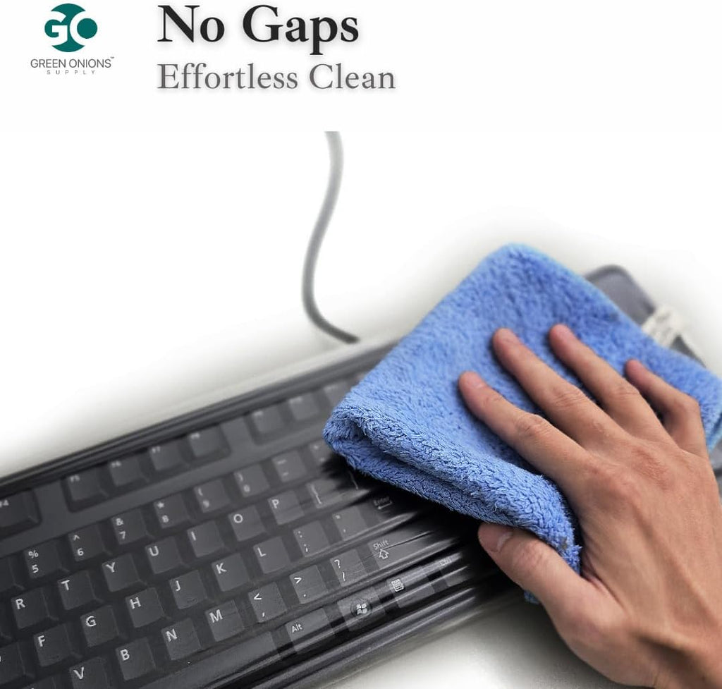 Green Onions Supply[3 Pack] Universal Fully Covered Flat Style 0.025mm Wipeable Superb Tactile Feeling Waterproof Anti-Dust Keyboard Cap Cover for Desktop Keyboard with Numeric Hospital/Dentist Use
