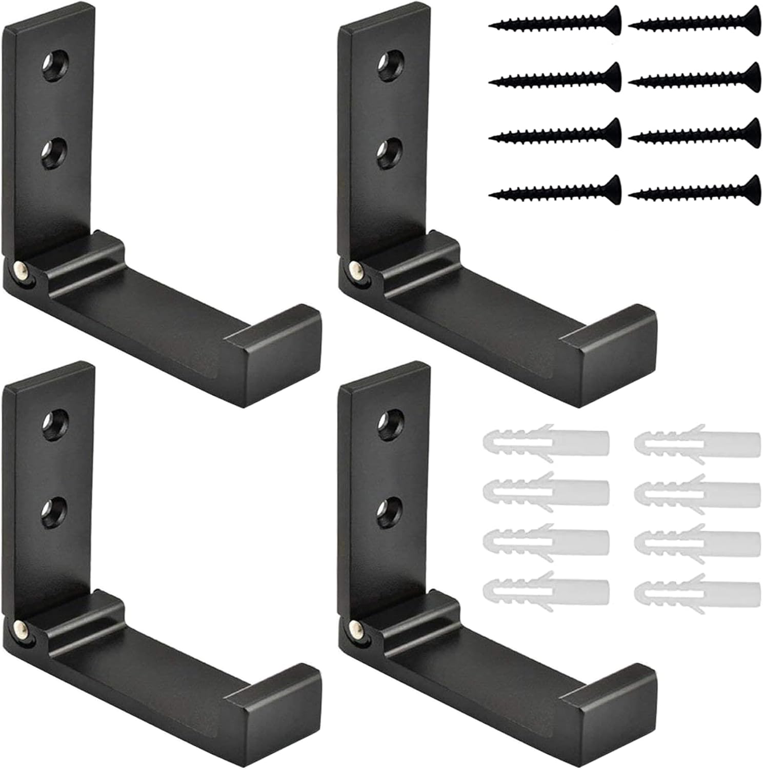 Folding Coat Hooks, Foldable Wall Hooks for Hanging Aluminum Alloy Cloth Hanger Coat Hanger Headphones Holder Headset Wall Hanger Hook- Pack of 4