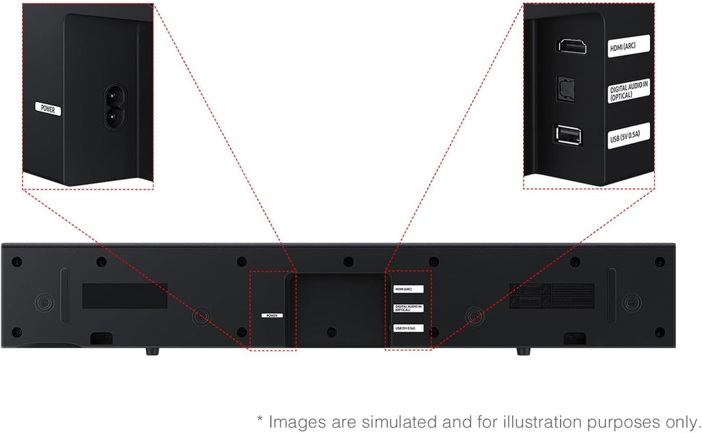 Samsung B-Series Soundbar HW B400F 2.0 ch Soundbar with Built in Subwoofer (2025 Model) One Remote Control, Surround Sound Expansion, Voice Enhance Mode