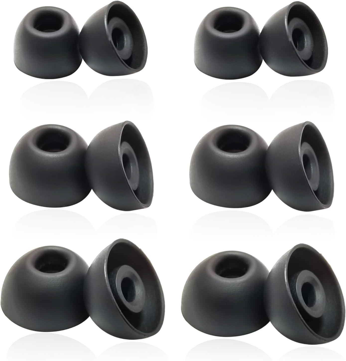 Replacement Earbuds Tips Silicone Universal for 4.0mm-6.0mm Nozzle in-Ear Rubber Ear Tips Fit True Wireless Earbuds 6 Pairs LMS Black