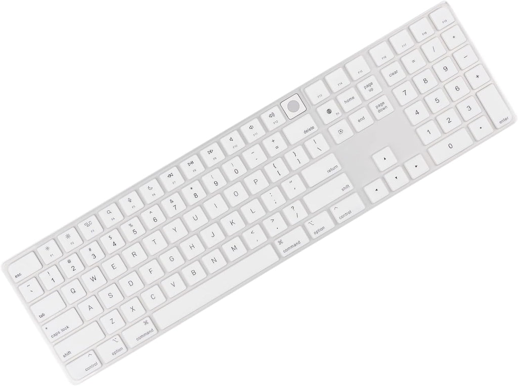 Allinside White Keyboard Cover for Mac Magic Keyboard with Touch ID and Numeric Keypad A2520 US Layout