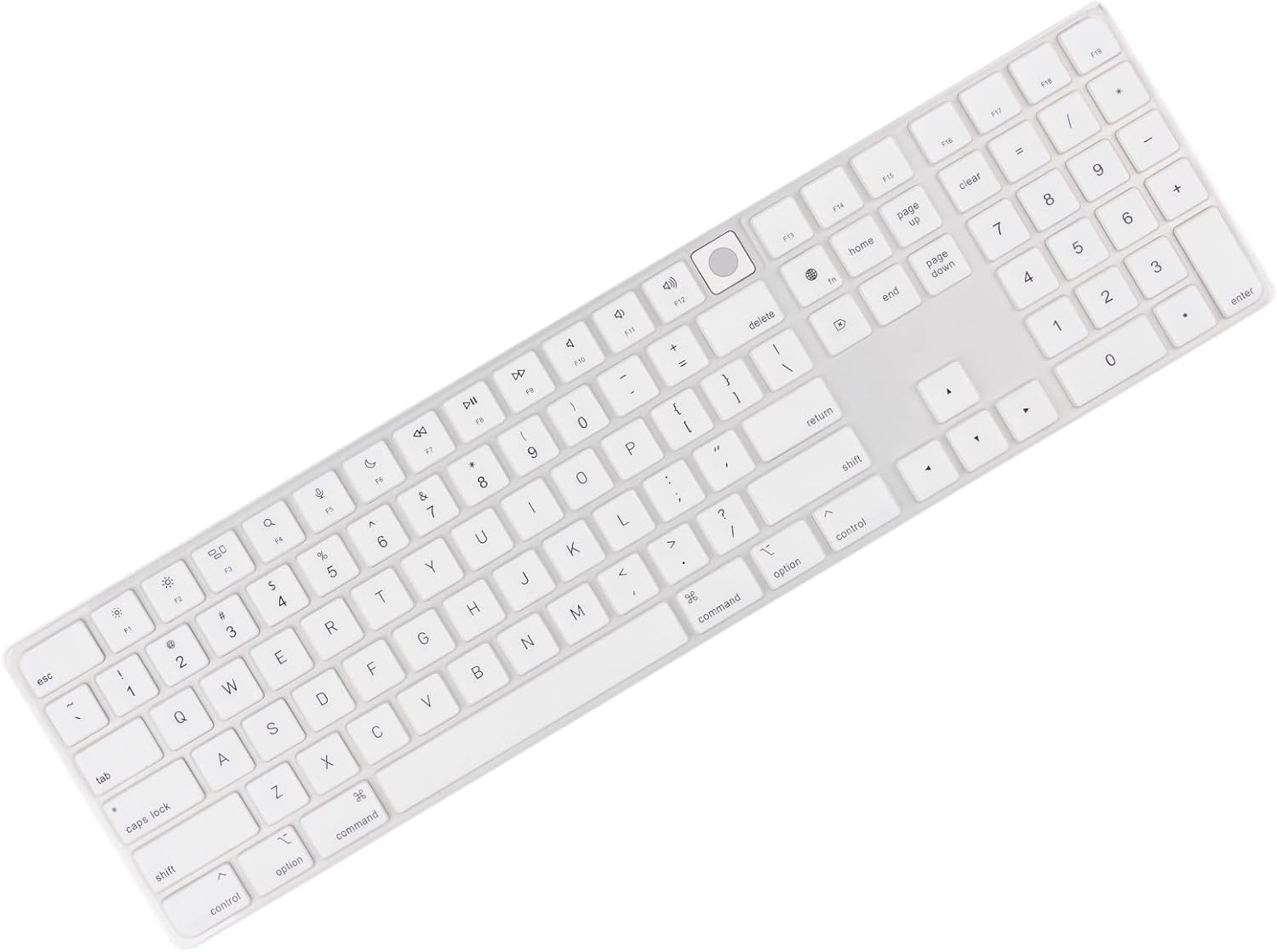 Allinside White Keyboard Cover for Mac Magic Keyboard with Touch ID and Numeric Keypad A2520 US Layout