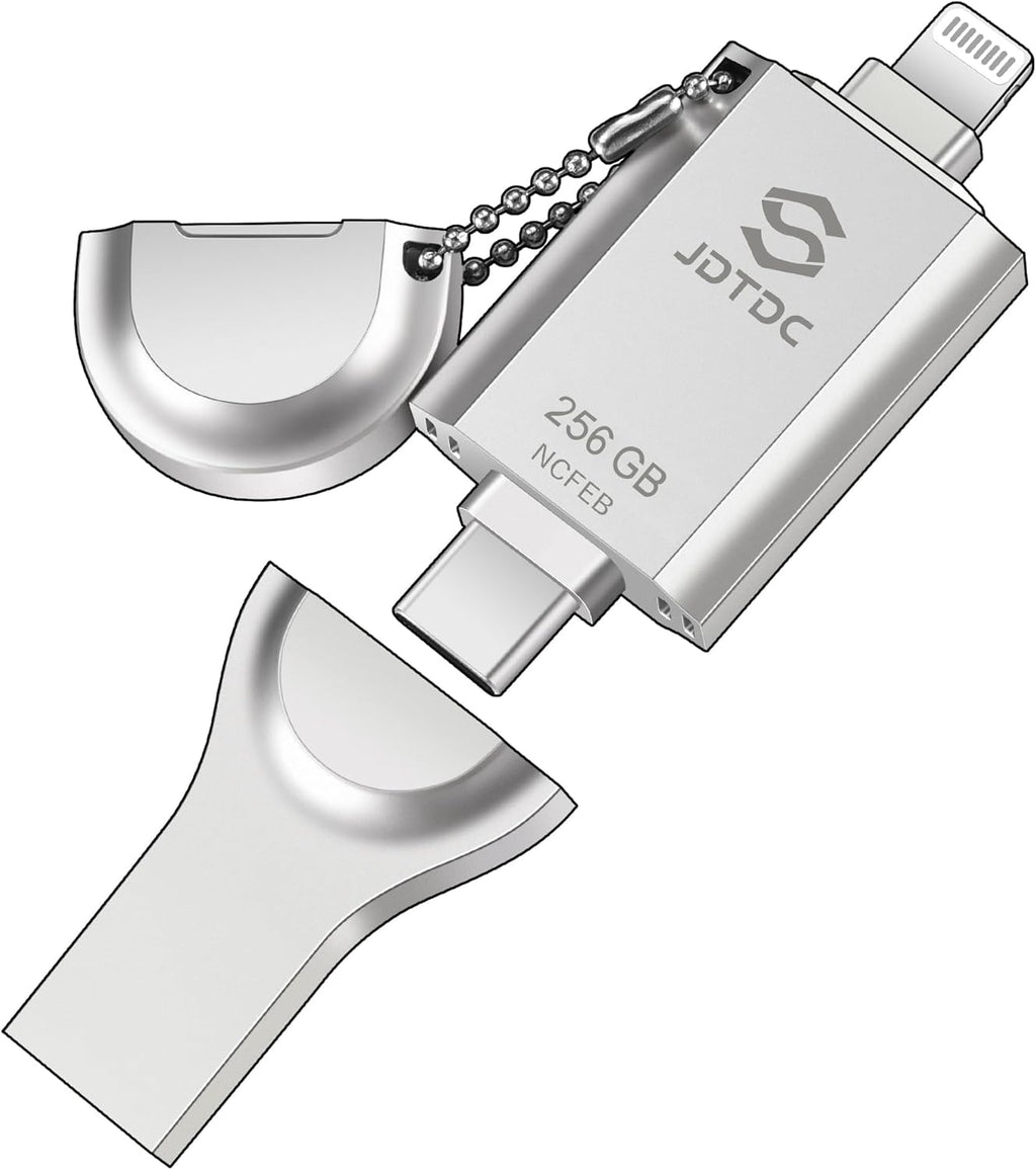 MFi Certified 256GB 3-in-1 Photo-Stick-for-iPhone-USB-Flash-Drive Photo-Storage-Stick-iPhone-Thumb-Drive External-Storage-Mobile-for-Android iPad Type-C Flash Drive Photo-Stick for iPhone 16/15/14