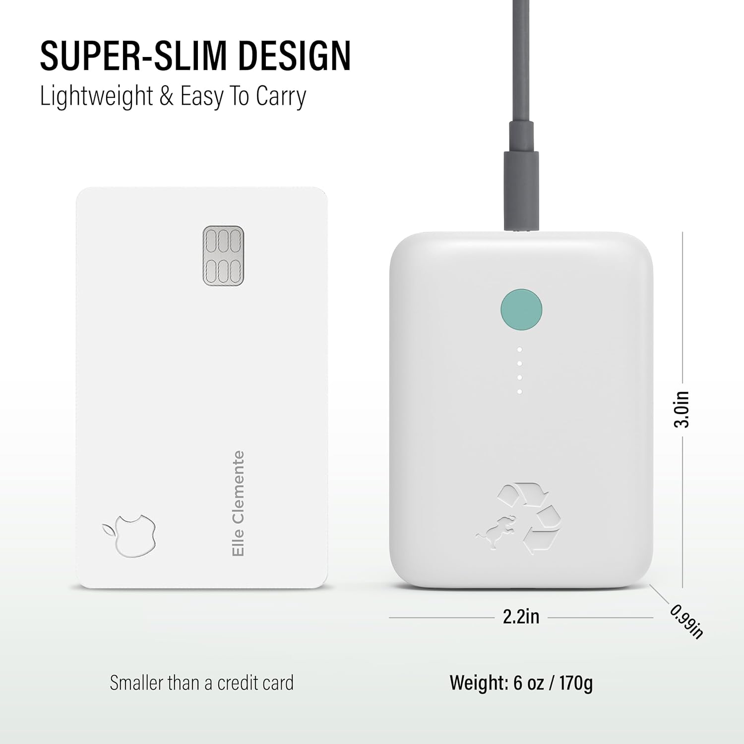Nimble Champ Lite Portable Charger, 5200mAh Fast Charging Power Bank 15W USB C and A Port with Cable, Travel Essential Battery Pack for iPhone Galaxy Pixel MacBook iPad Kindle Airpod Laptop Tablet