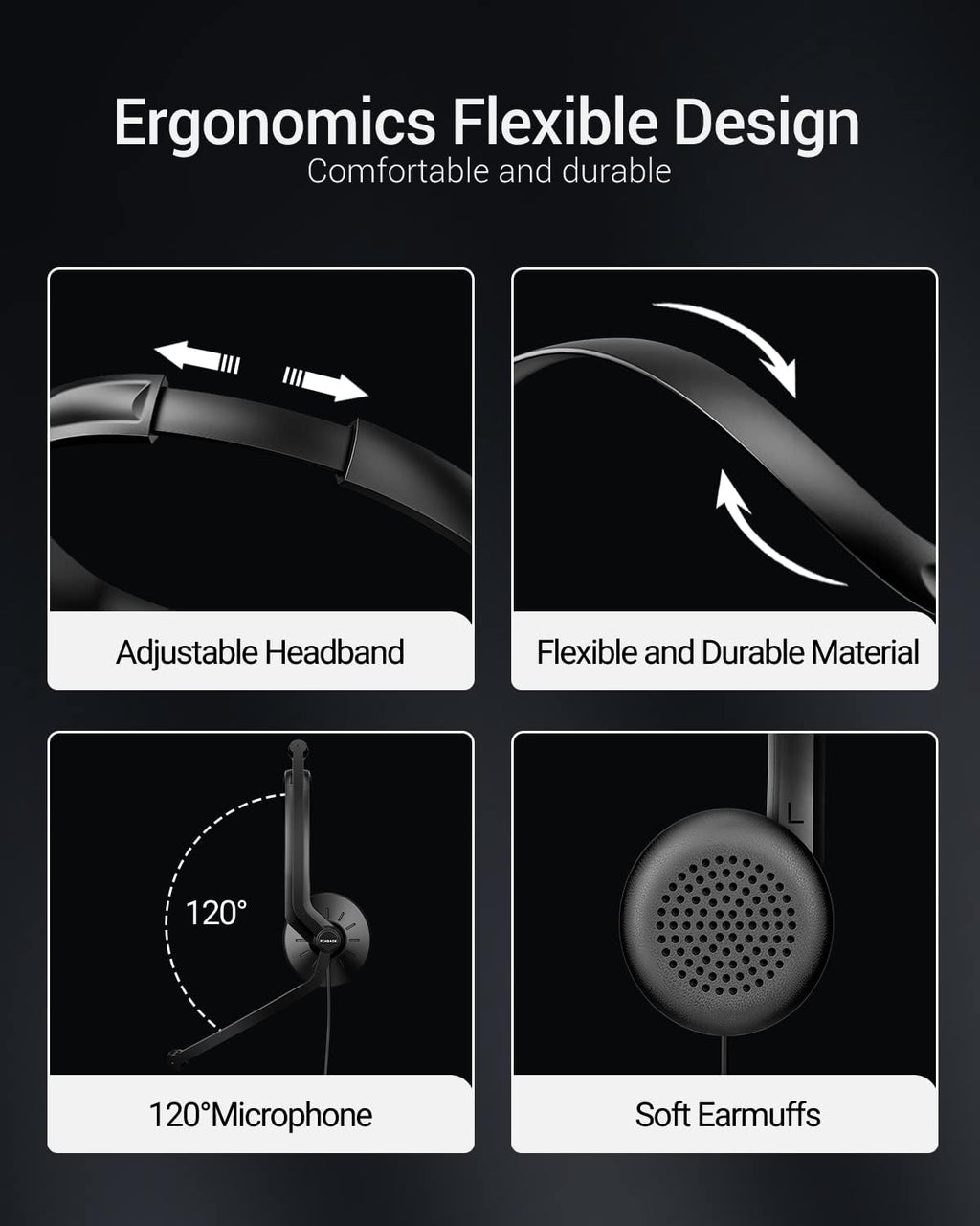 Wired Headphones with Microphone Headset - 3.5mm On-Ear Computer Headphones with Noise Cancelling Microphone for PC Laptop Home Office Online Class Skype Zoom Meetings Chat,Lightweight