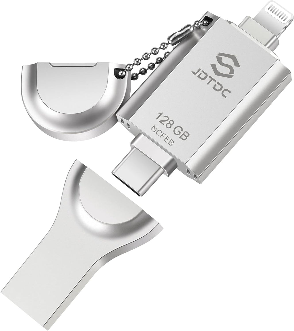 iPhone-Flash-Drive Genuine Apple MFi Certified 128GB Photo-Stick-iPhone-Memory 16/15/14 Photo-Storage-Stick External-Storage-Thumb-Drive Apple-Photo-Transfer-Device Phone-Storage-Saver-iPad-USB-Drive
