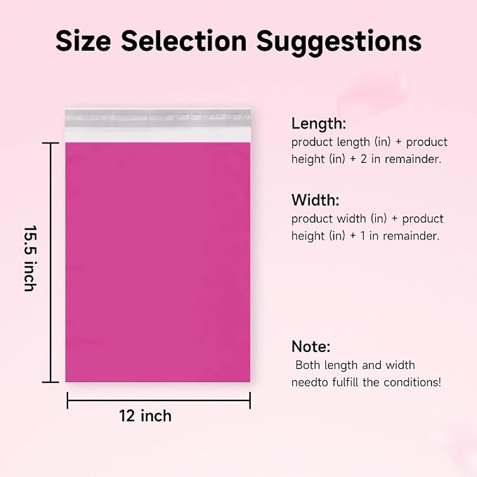 Pink Poly Mailers 12x15.5 Inch, 200 Pack | Self-seal shipping bags - Image 4