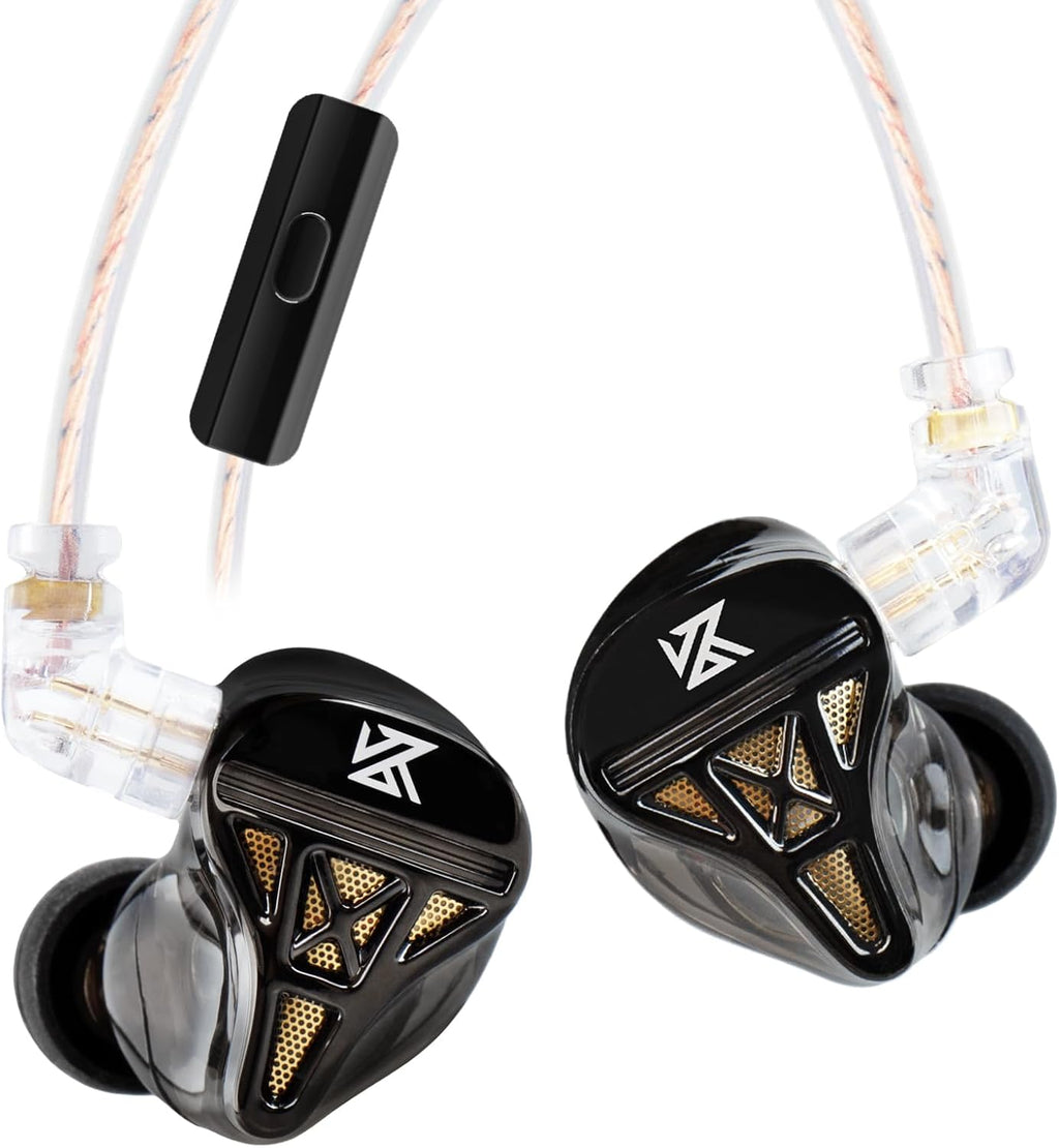 Kinboofi IEM Headphone with Mic, KZ DQS HiFi Dynamic Drivers Earphone Earbuds Bass 2pin 3.5mm Sports Music Game Headphone (Black, with Mic)……