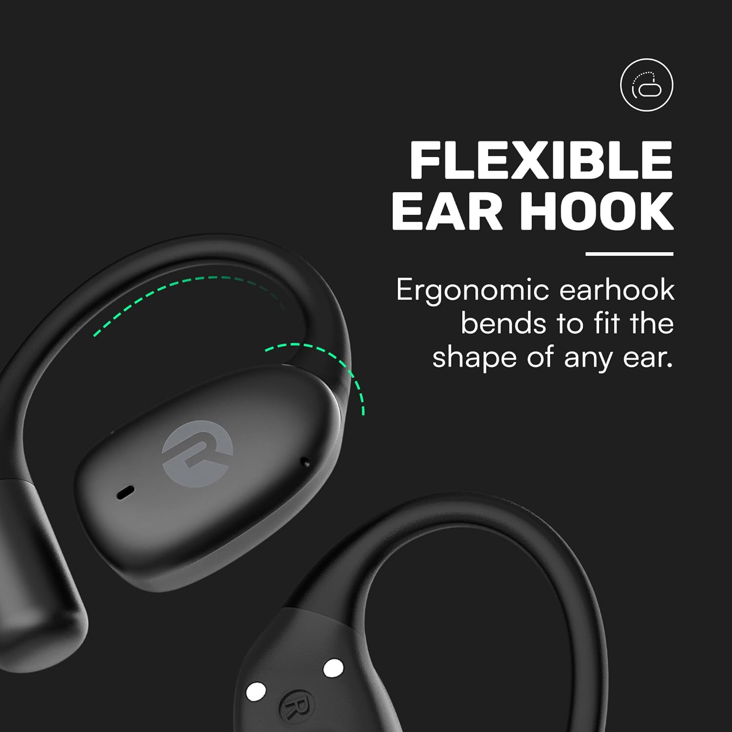 Raycon Essential Open Earbuds – True Wireless Open Ear Bluetooth 6.0 Headphones, Ultra-Lightweight, Comfort Hook Design, IPX5 Water Resistant, 36 Hours of Battery Life (Black)