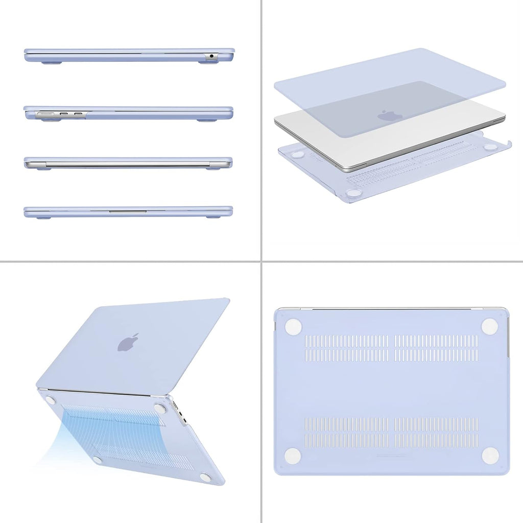 MOSISO Compatible with MacBook Air 13 inch Case 2025 2024 2023 2022 M4 A3240 M3 A3113 M2 A2681, Plastic Hard Shell&Keyboard Cover&Screen Film&Type C for MacBook Air 13.6 inch Case, Pastel Blue