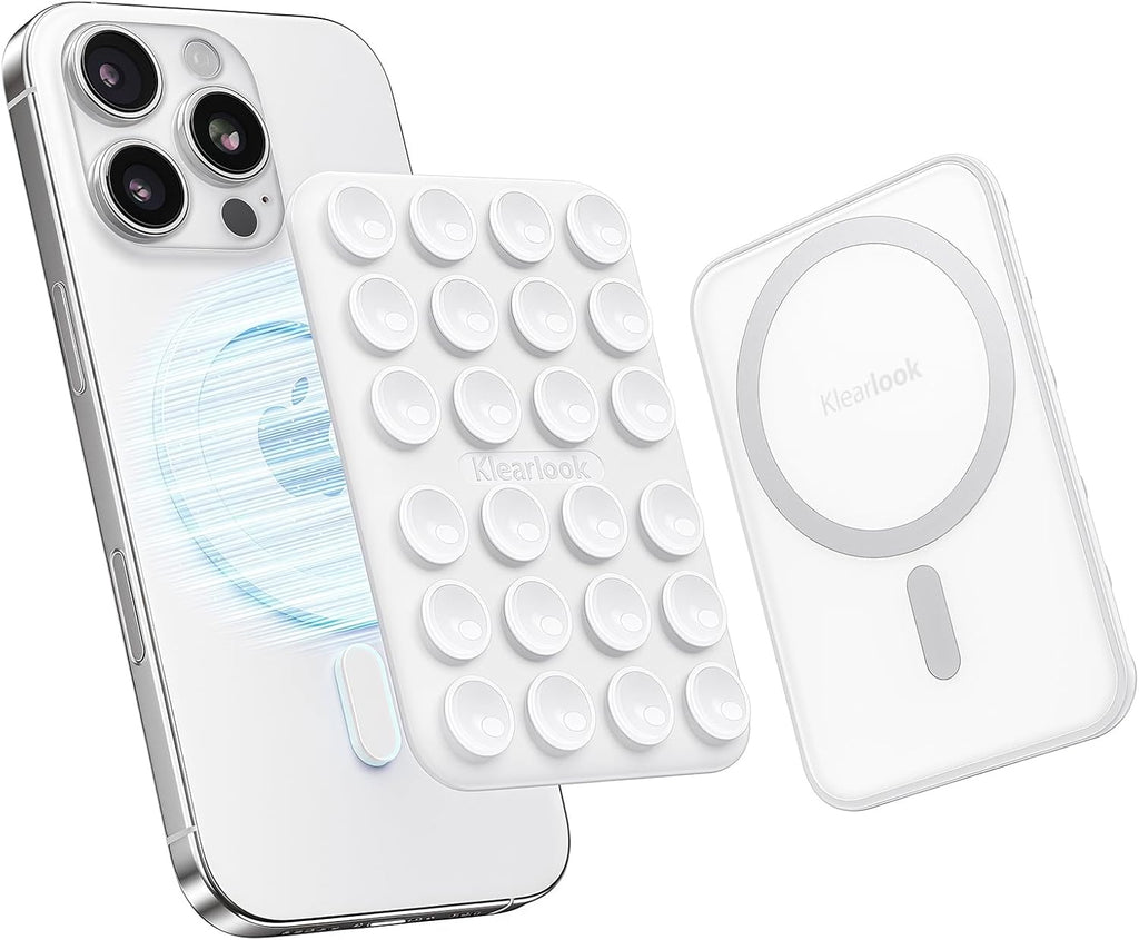 Klearlook Magnetic Suction Phone Mount for MagSafe Case, Removable Sticky Phone Grip Holder for Hands-Free Makeup/Selfie/Live Streaming/Vlog for TikTok & Instagram Influencer/Creator, Classic White
