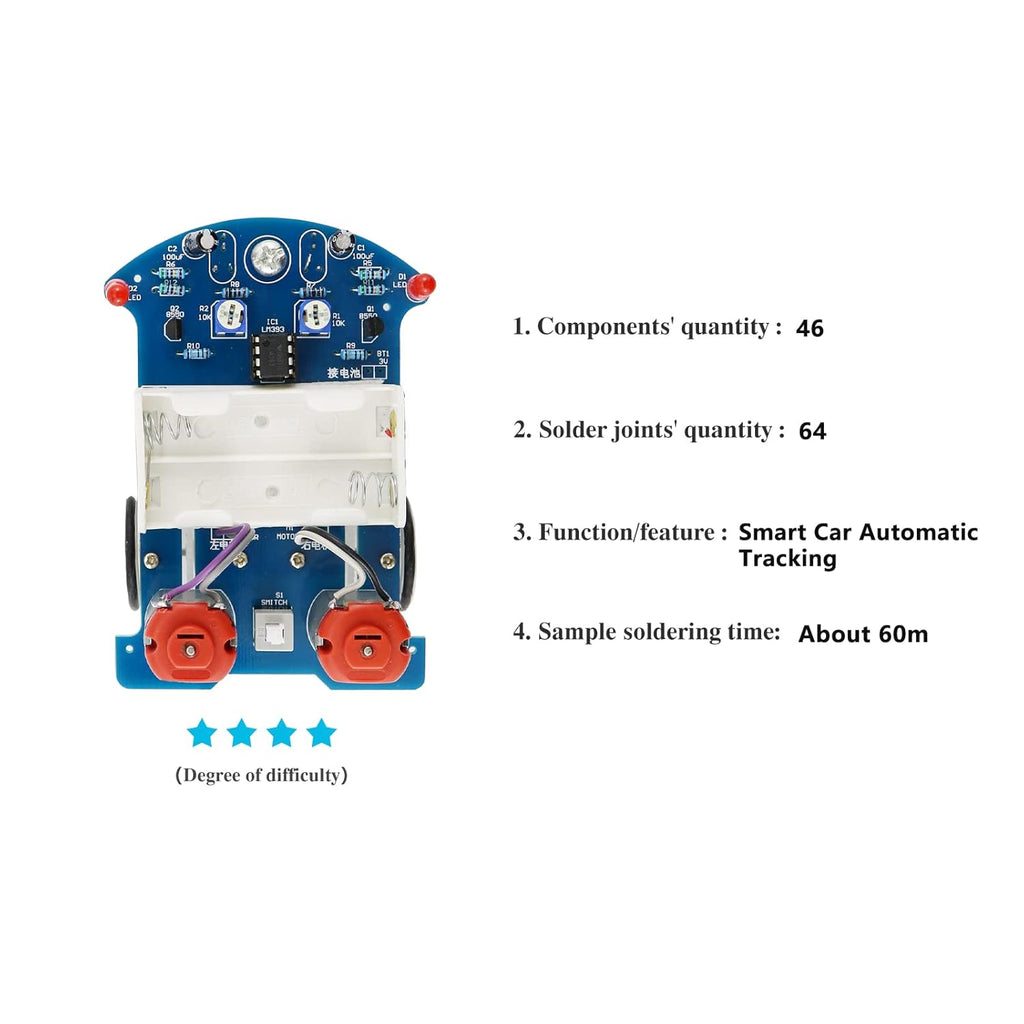 Soldering Practice Kit DIY D2-5 Tracking Car Plug-in Circuit Kit Learn Soldering Kit for Beginners