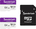 Micro SDXC Memory Card 64GB 2 Pack, Speederlash Camera Plus TF Card with Adapter, Up to 90MB/s Read Speed, 4K UHD&5K Video Support, U1 V30 A1 Rated, Waterproof, for Security Camera, Dashcam, Drones